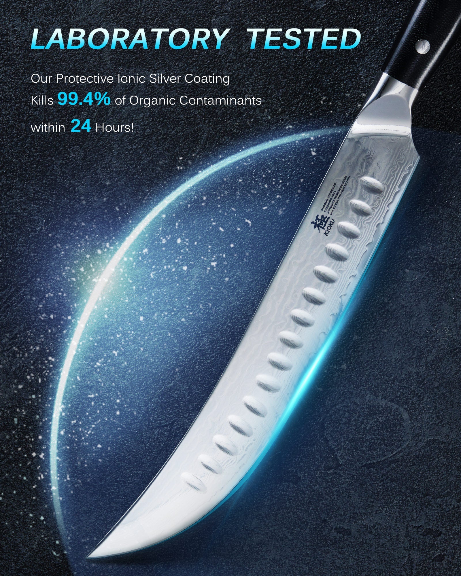 10" Brisket Butcher Knife VG10 Damascus Steel Silver-ion Coating | Gin Series