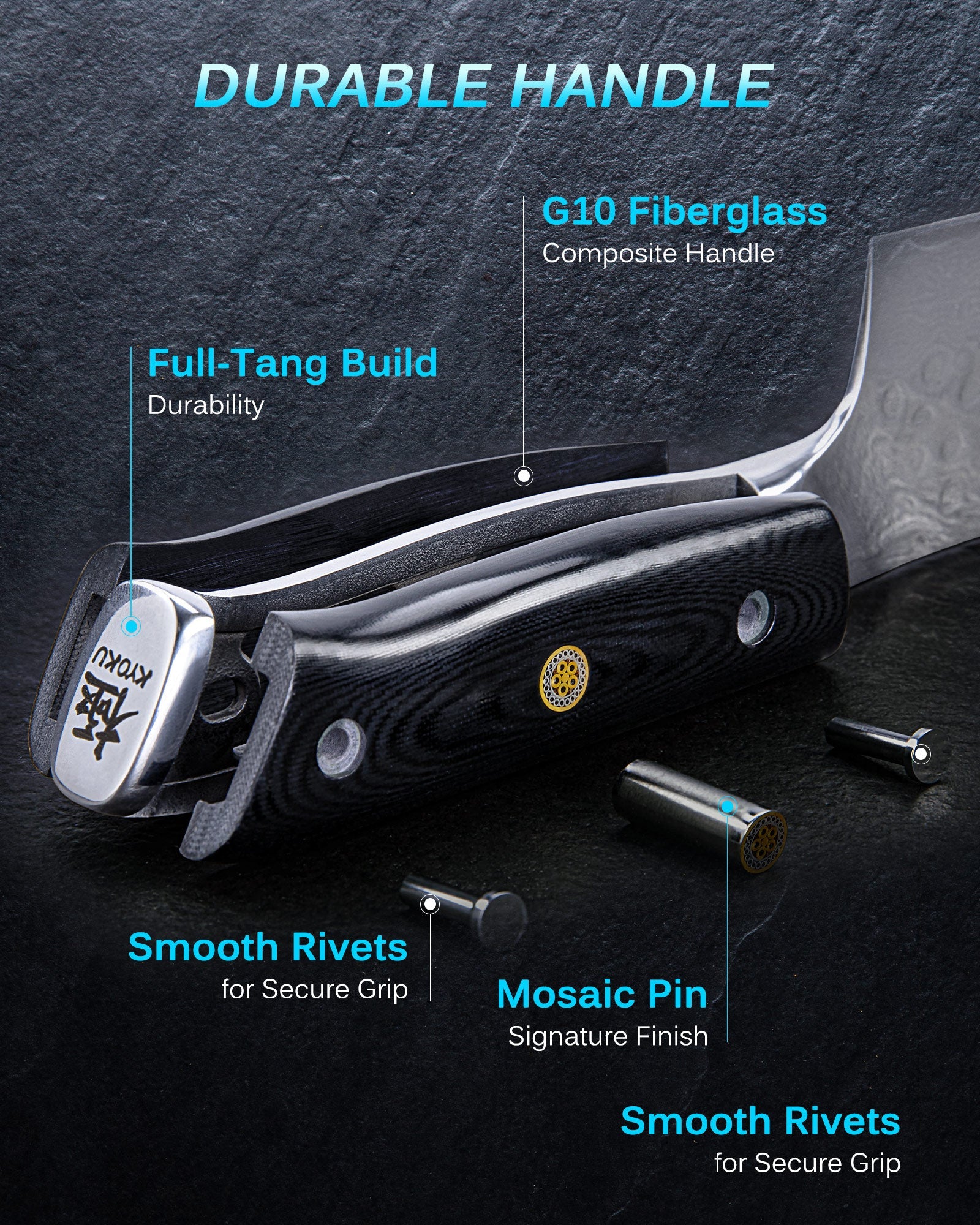 10" Brisket Butcher Knife VG10 Damascus Steel Silver-ion Coating | Gin Series