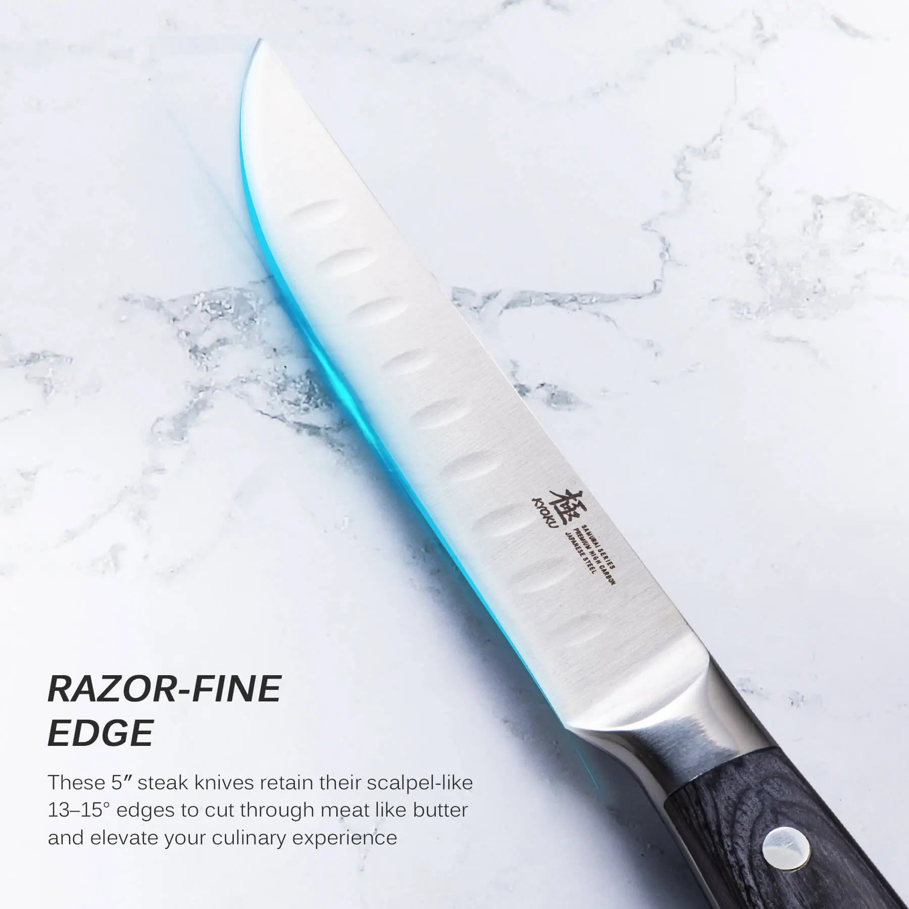 4-Piece Non-Serrated Steak Knife Set | Samurai Series Kyoku Knives