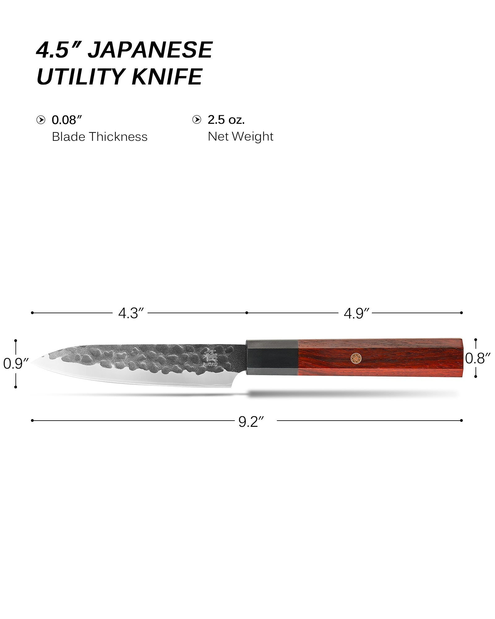 4.5" Utility Knife With Rosewood Handle | Kage Series