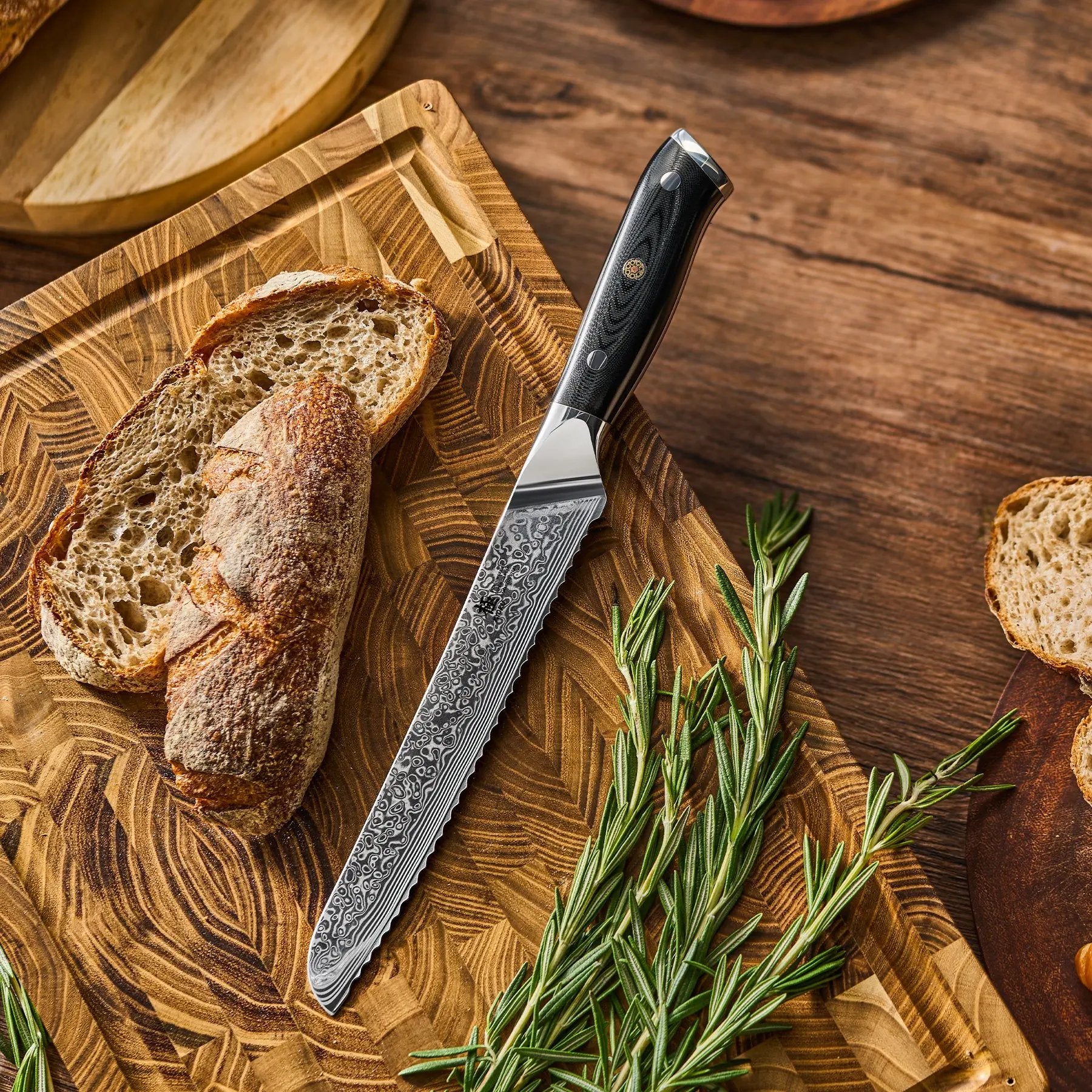 8" Bread Knife VG10 Damascus Steel | Shogun Series Kyoku Knives