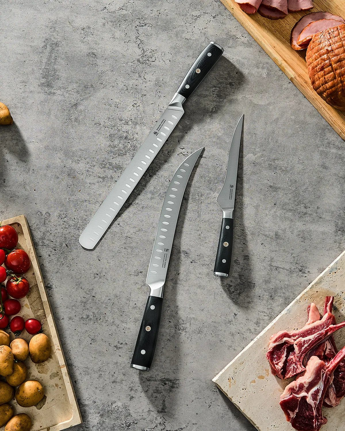 Boning + Slicing + Butcher Knife Set | Samurai Series Kyoku Knives