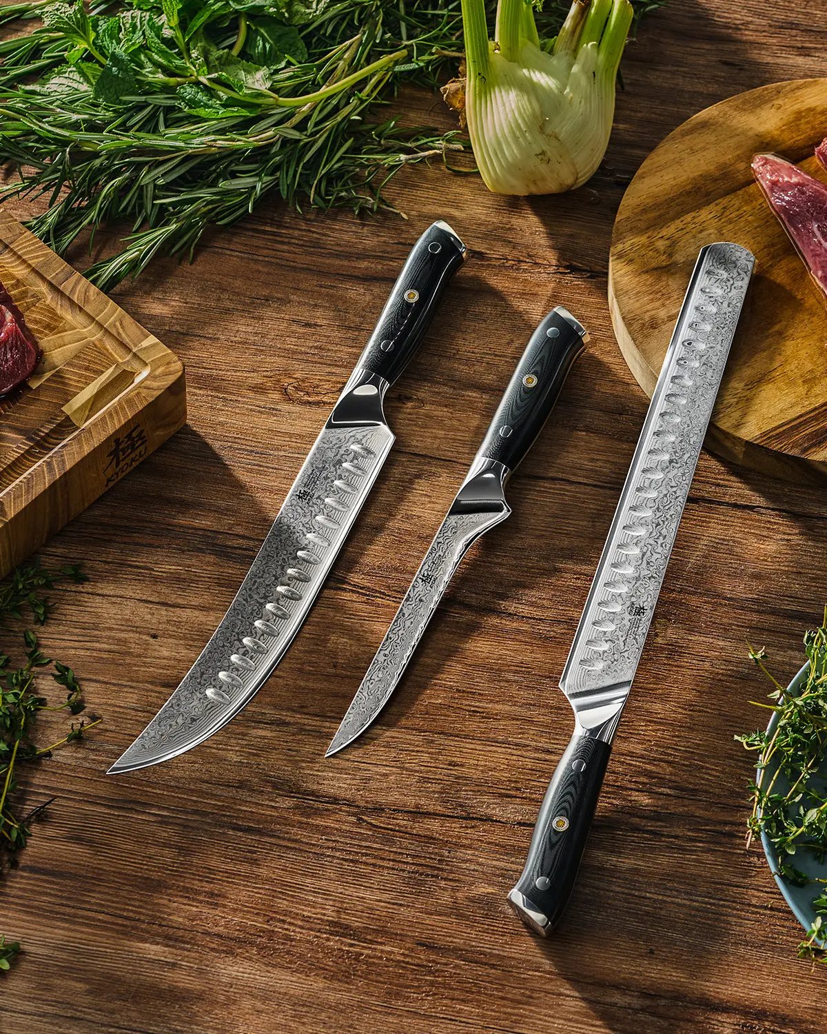 Boning + Slicing + Scimitar Knife Set | Gin Series Kyoku Knives