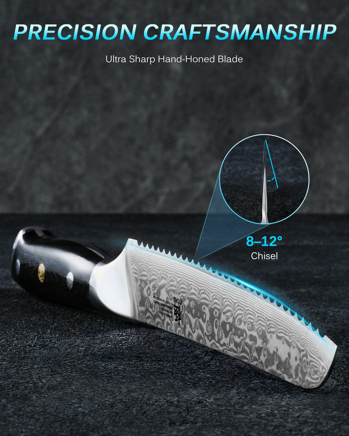 Japanese Bread Knife VG10 Damascus Steel Silver-ion Coating | Kyoku Knives