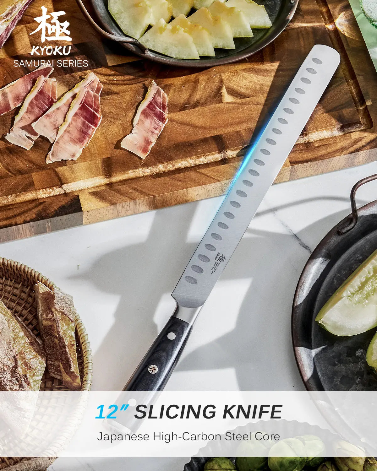 Bundle For Meat & Slice, Steak Knives + Slicing Knife| Samurai Series Kyoku Knives