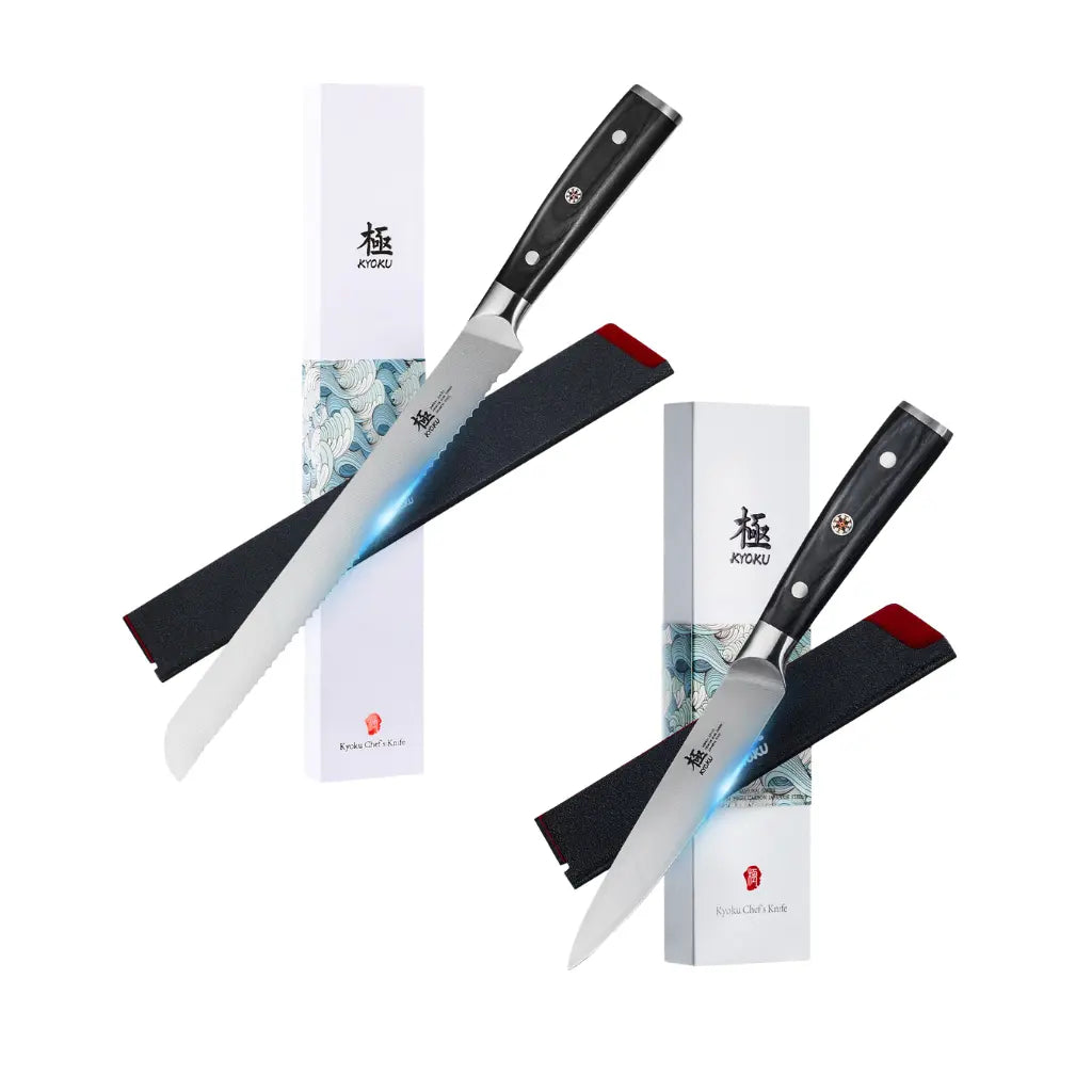 Bundle For Morning Prep, Bread Knife + Utility Knife| Samurai Series Kyoku Knives