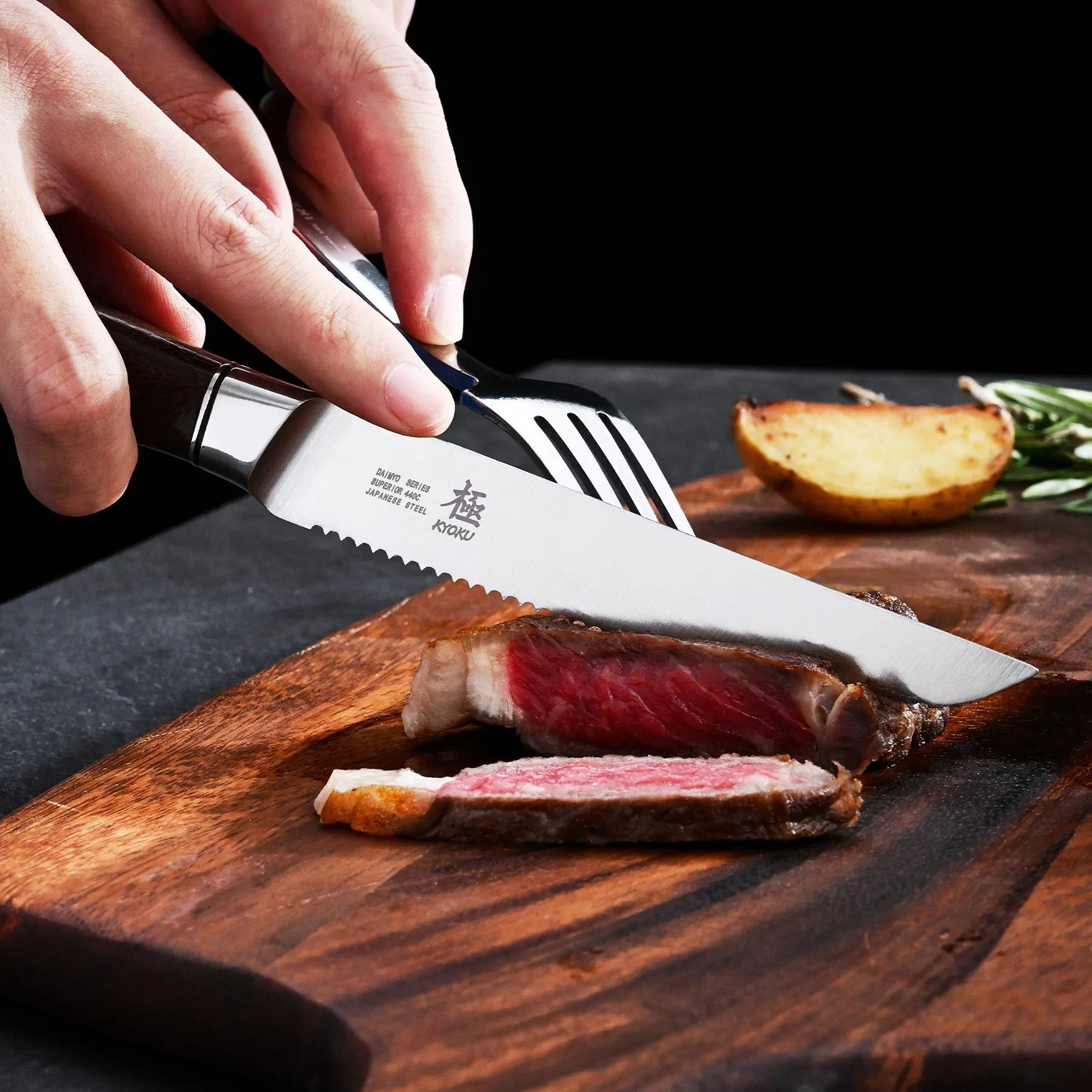 Bundle For Steak Nights, Steak Knives + Slicing Knife| Daimyo Series Kyoku Knives