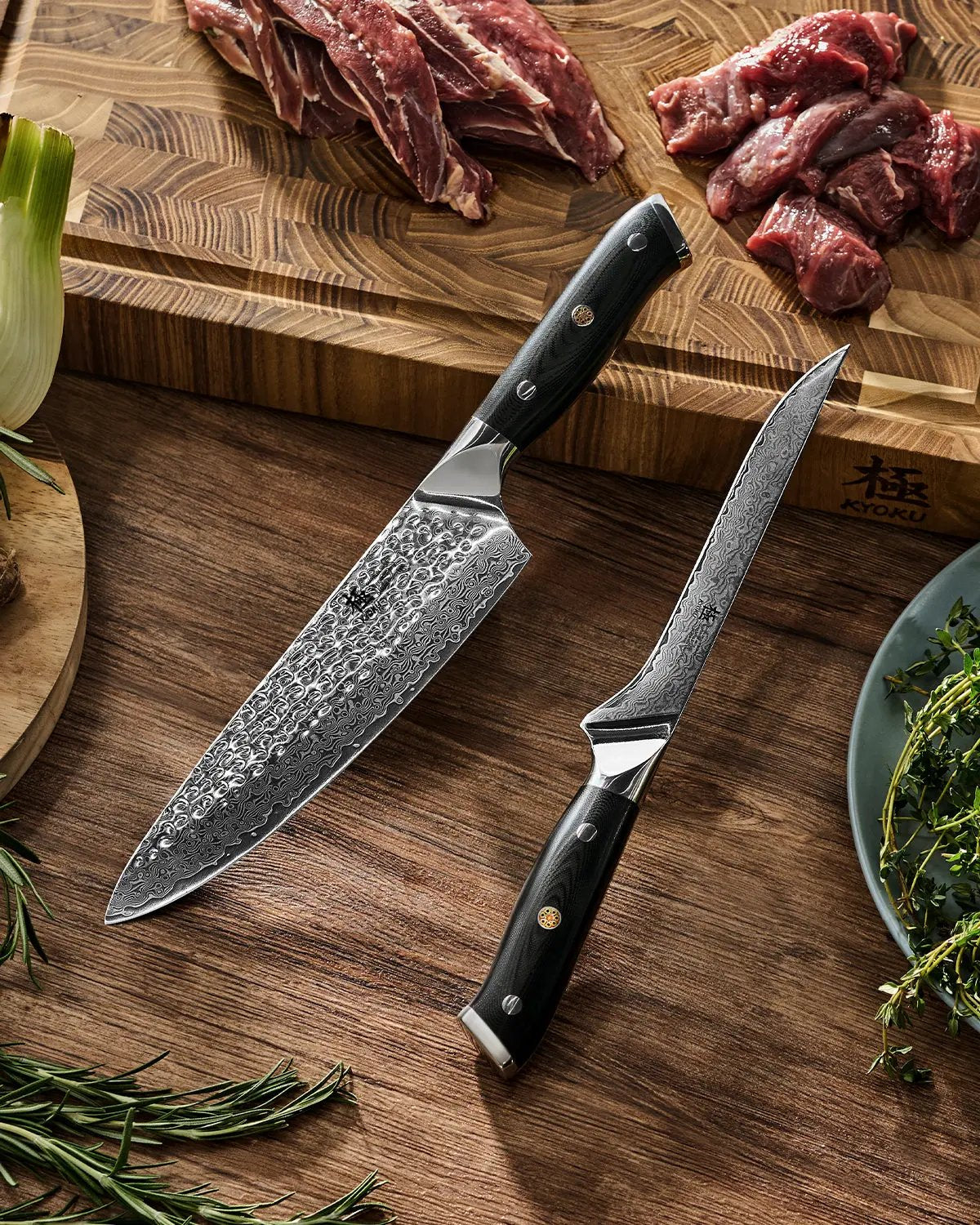 Chef + Boning Knife Set | Gin Series Kyoku Knives