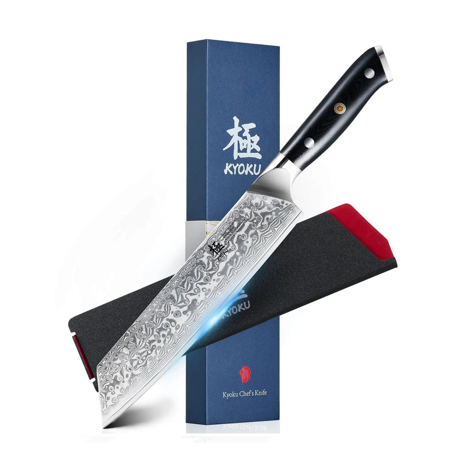 Kiritsuke Knife VG10 Damascus Steel Silver-ion Coating | Gin Series Kyoku Knives