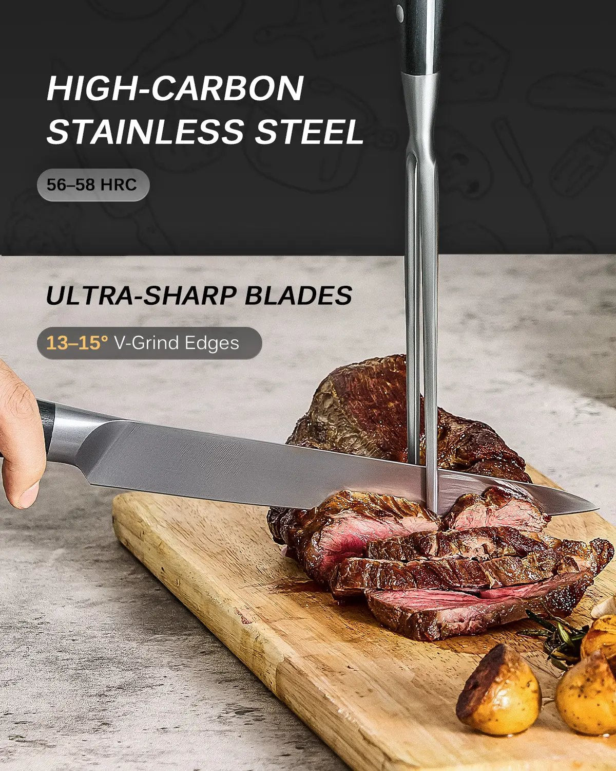 8" Carving Knife & Fork Set | Samurai Series Kyoku Knives