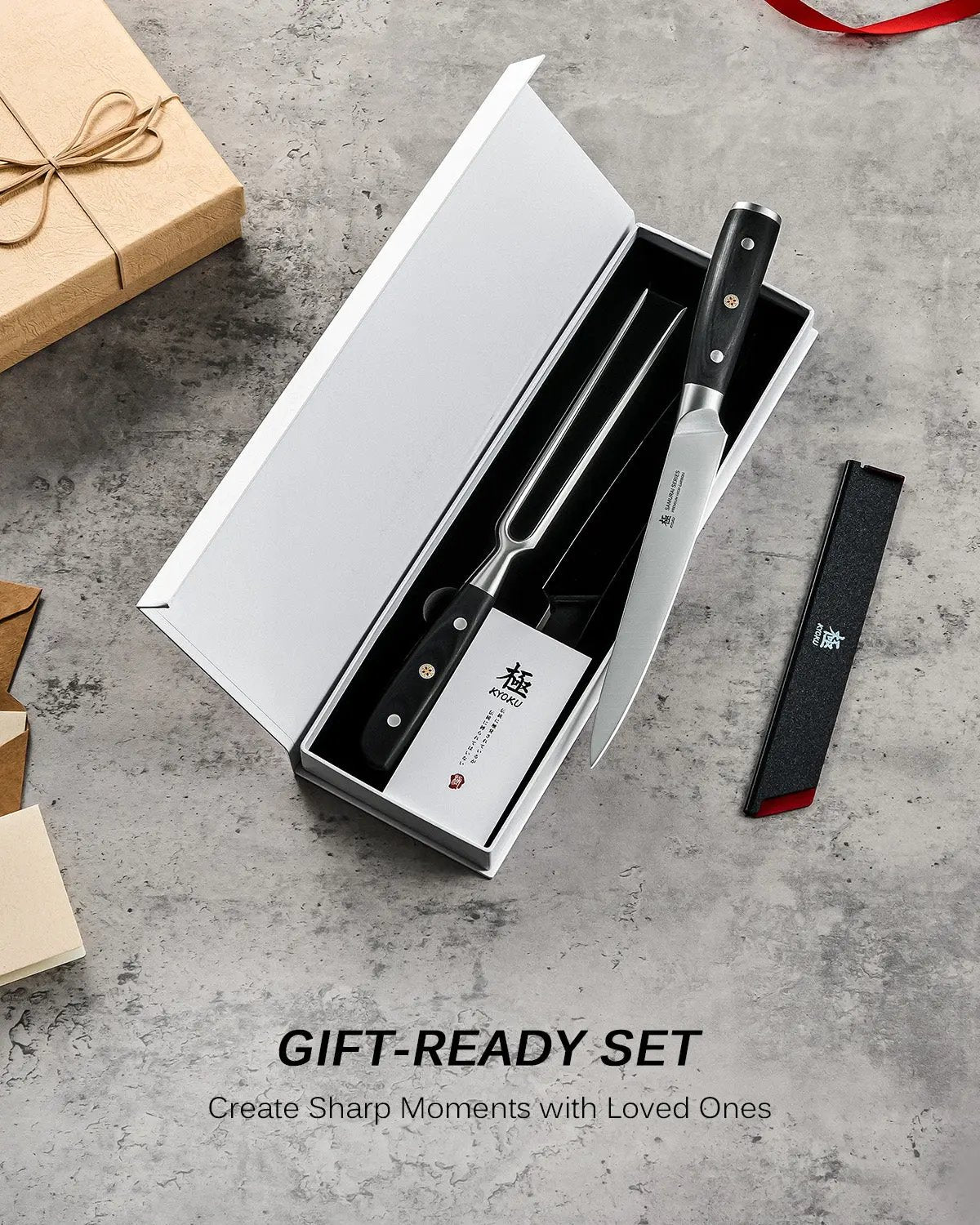 8" Carving Knife & Fork Set | Samurai Series Kyoku Knives