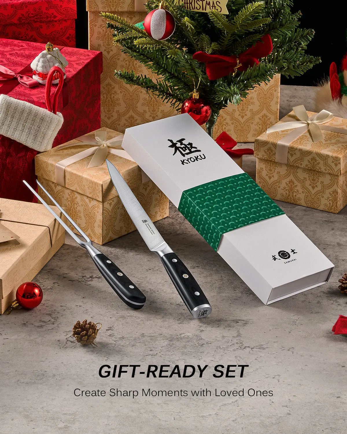8" Carving Knife & Fork Set | Samurai Series Kyoku Knives
