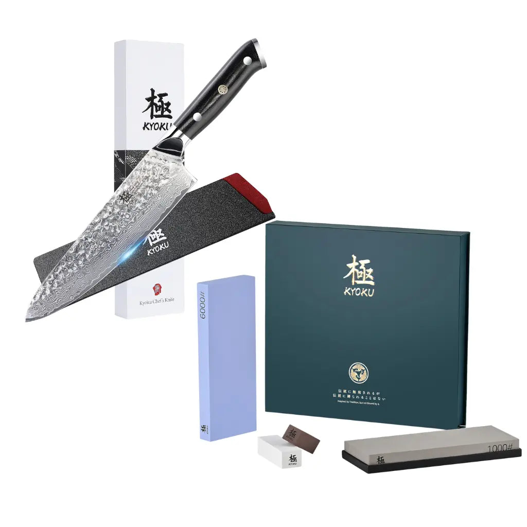 Sharpener’s Bundle: Chef Knife + Whetstone| Shogun Series Kyoku Knives