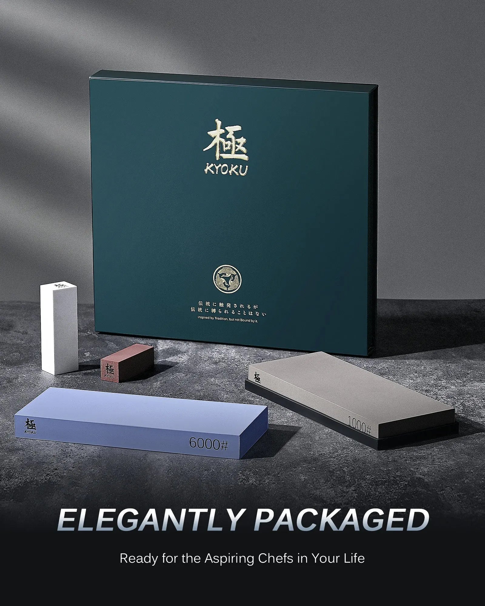 Sharpener’s Bundle: Chef Knife + Whetstone| Shogun Series Kyoku Knives