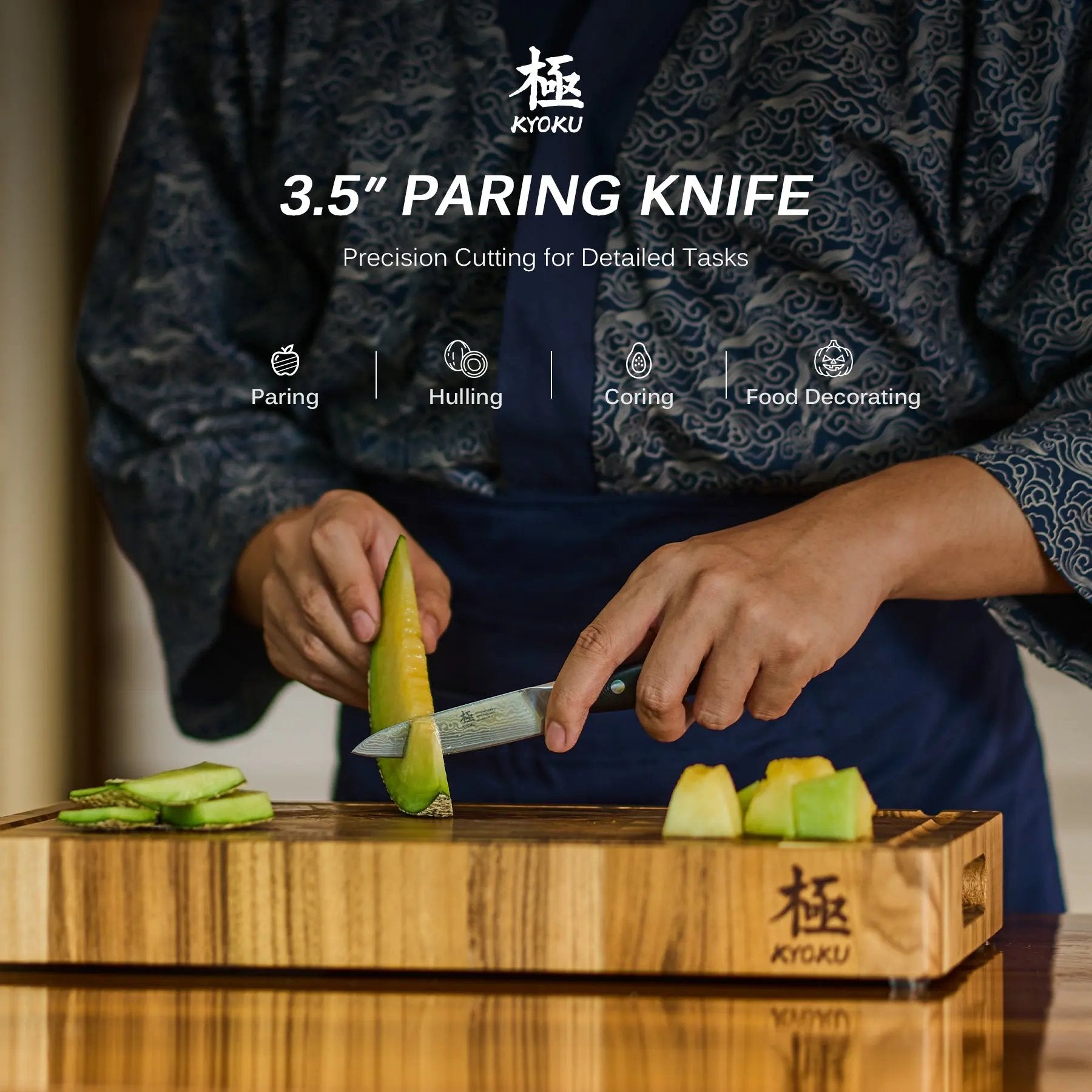 3.5" Damascus Paring Knife | Shogun Series Kyoku Knives