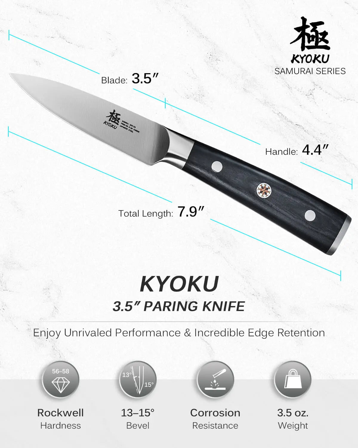 3.5'' Paring Knife|Samurai Series Kyoku Knives