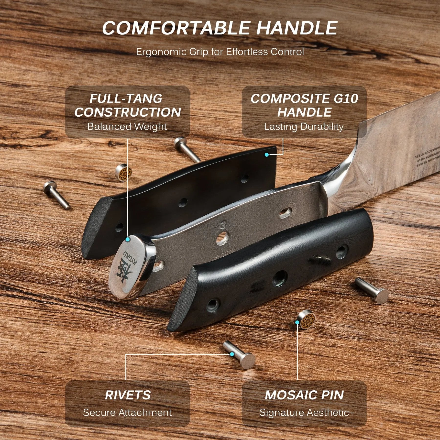 4pc Non-Serrated VG10 Damascus Steel Steak Knife Set | Shogun Series Kyoku Knives