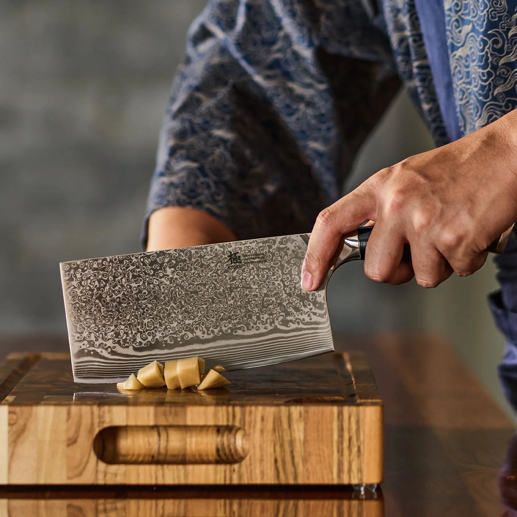 7" Cleaver Knife VG-10 Damascus Steel | Shogun Series Kyoku Knives