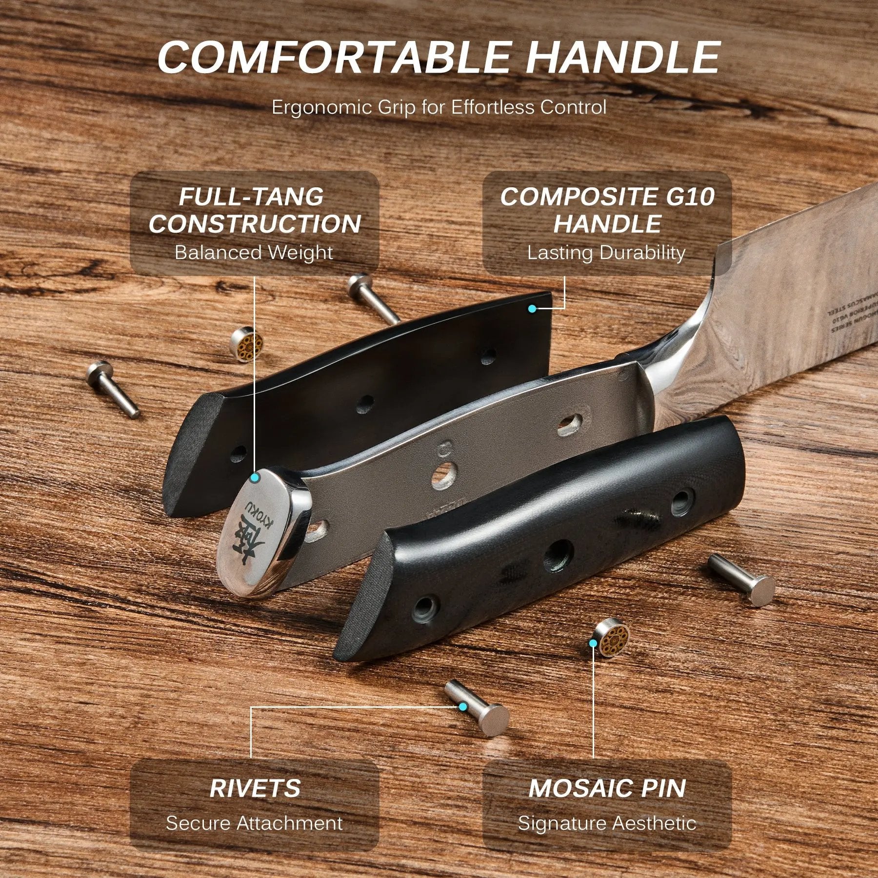 7" Japanese Santoku Knife Damascus VG10 | Shogun Series Kyoku Knives