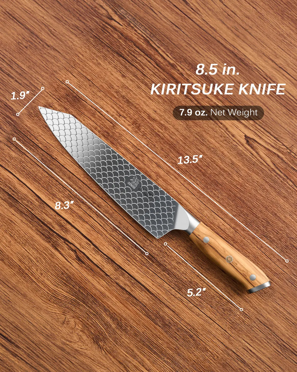 8.5" Kiritsuke Knife For Gift | KOI Series Kyoku Knives