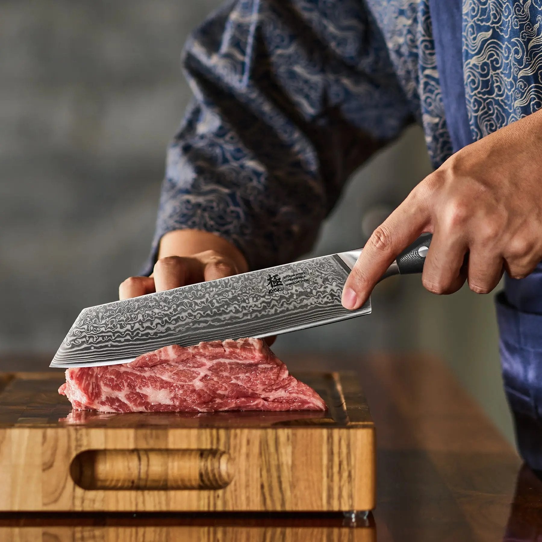 8.5" Kiritsuke Knife VG10 Damascus Steel | Shogun Series Kyoku Knives
