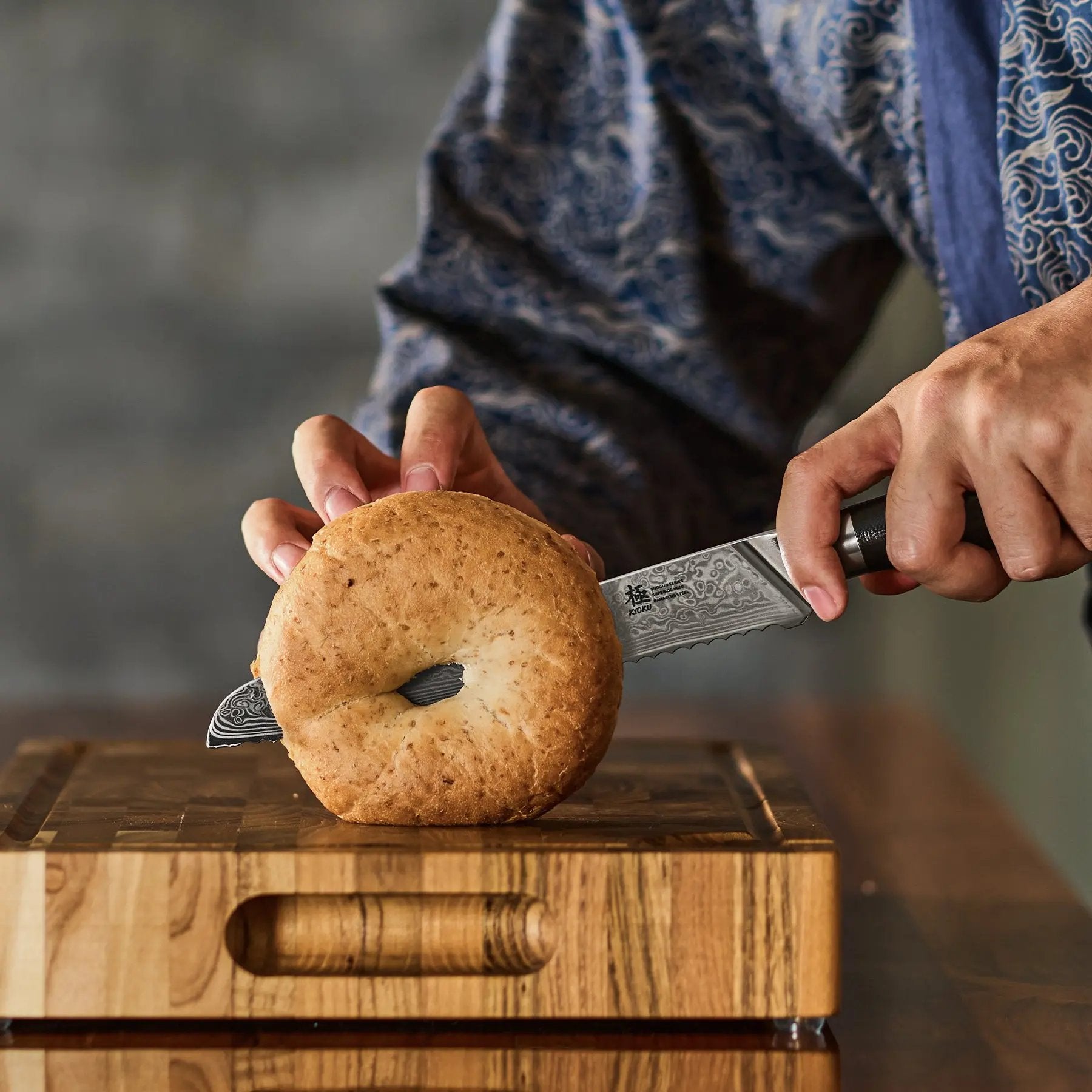 8" Bread Knife VG10 Damascus Steel | Shogun Series Kyoku Knives