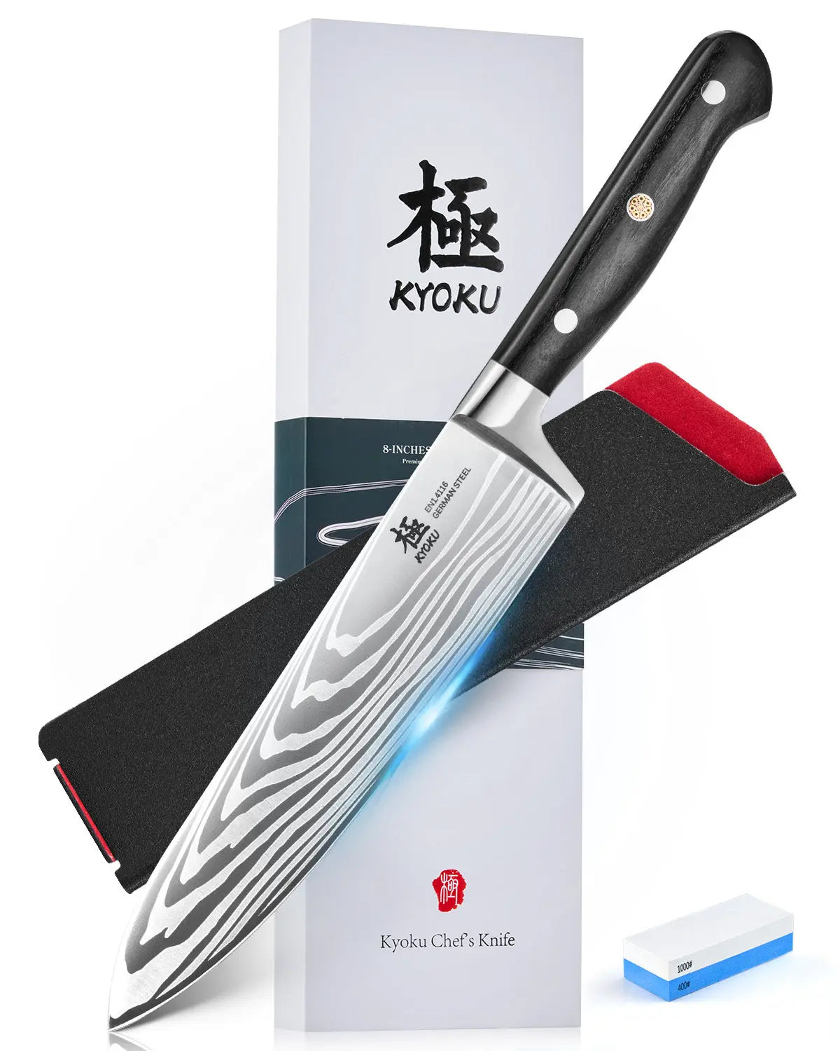 8" Chef Knife with Sharpening Stone | Samurai Series Kyoku Knives