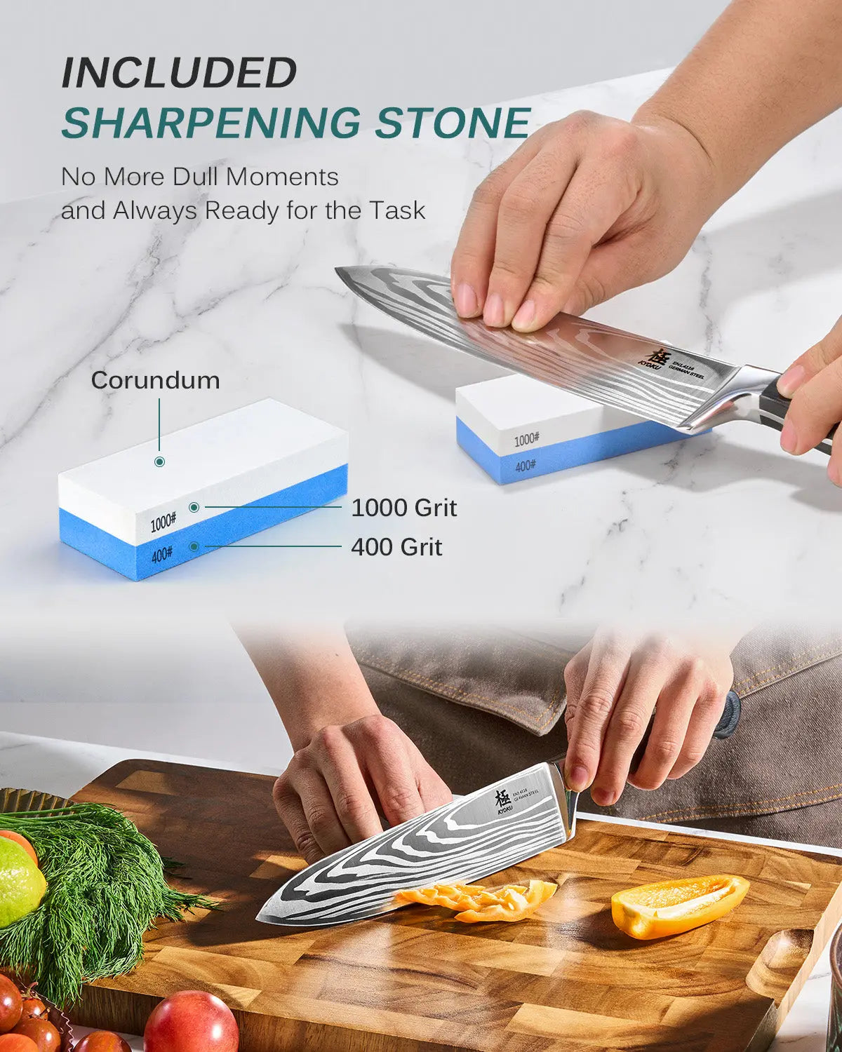 8" Chef Knife with Sharpening Stone | Samurai Series Kyoku Knives