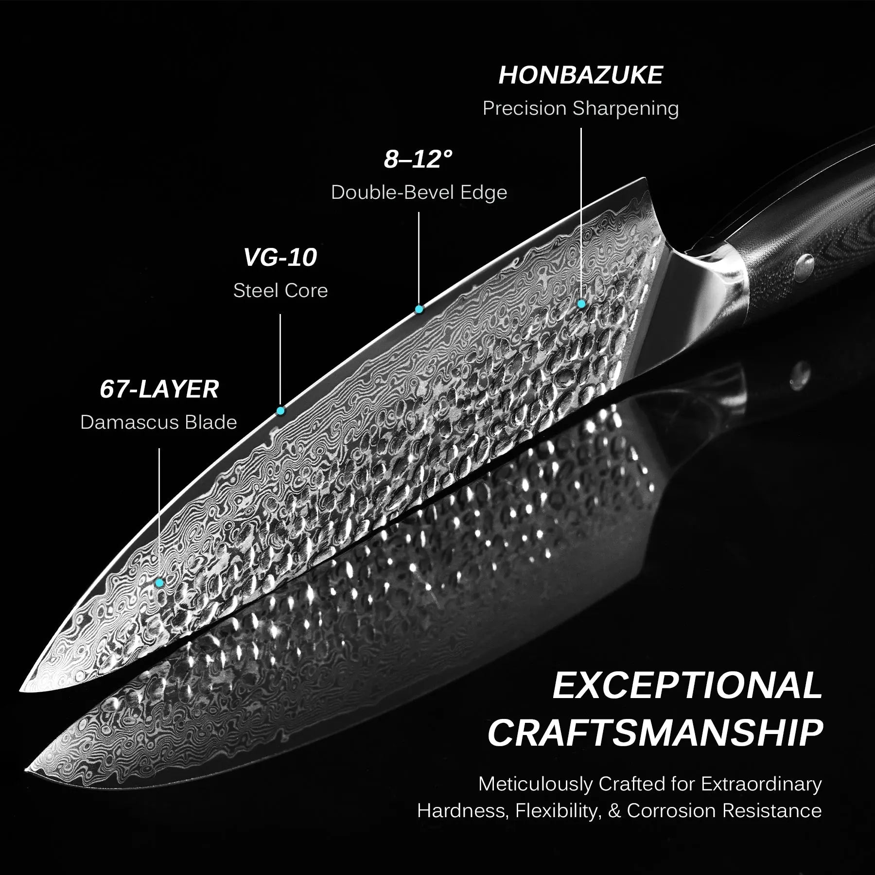 8" Gyuto Chef Knife VG10 Damascus Steel | Shogun Series Kyoku Knives