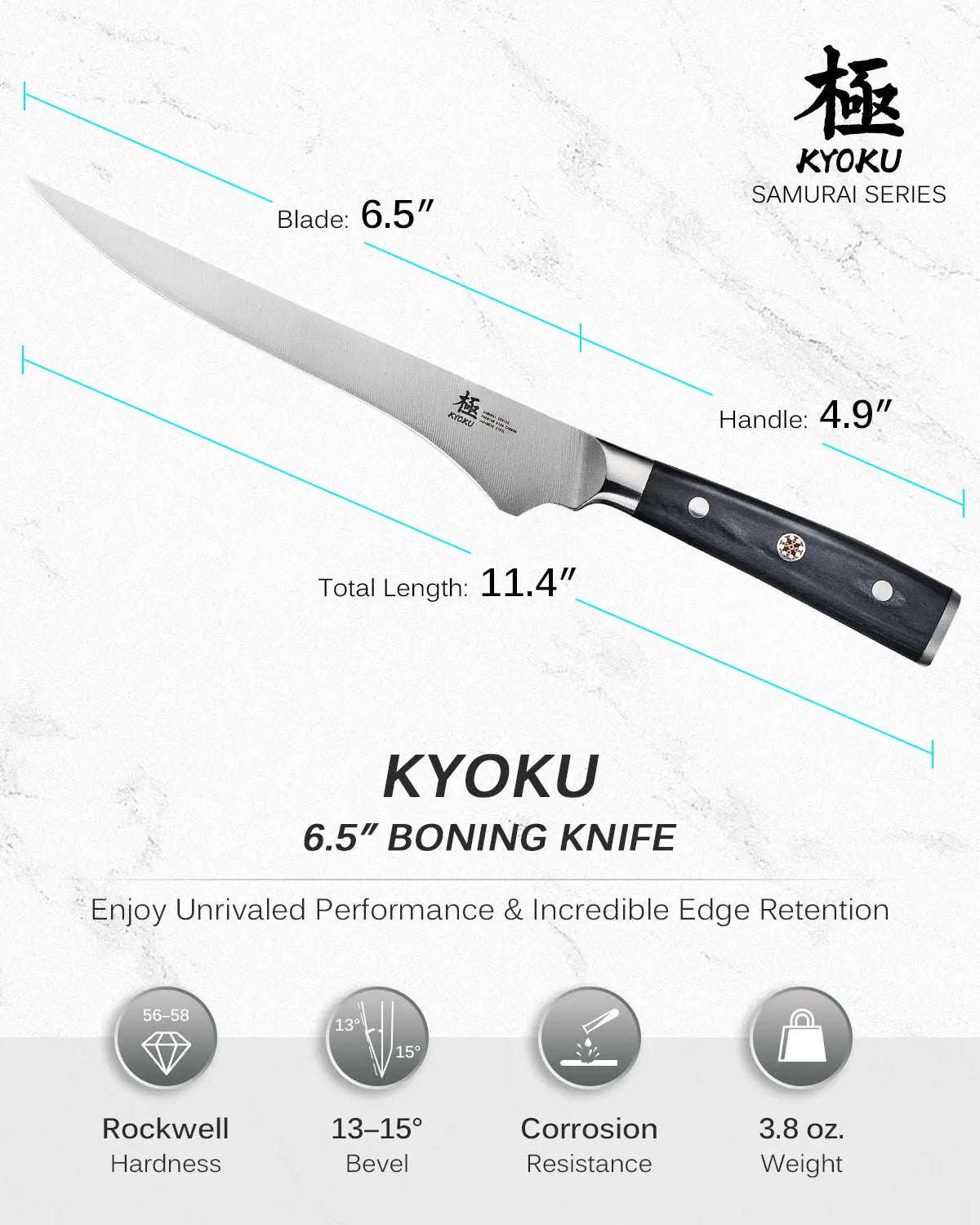 Bundle For Home Butchers, Butcher Knife + Boning Knife| Samurai Series Kyoku Knives