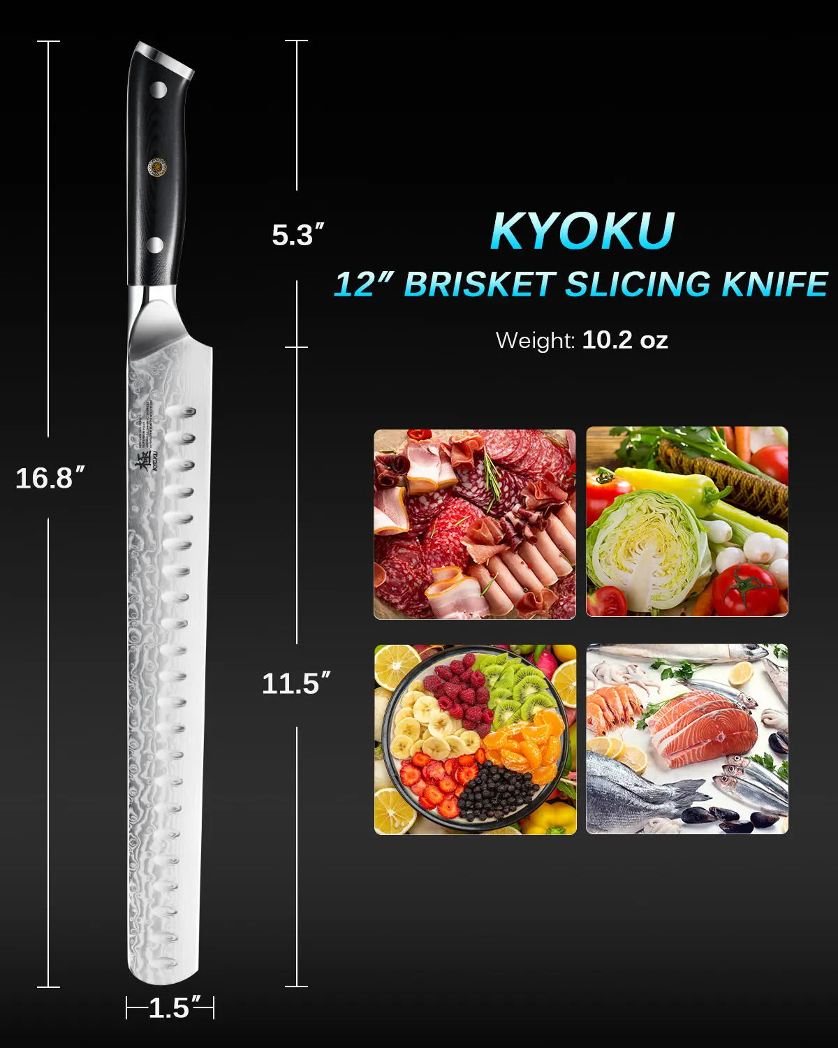 Bundle For Steak Lovers, Steak Knives + Slicing Knife| Shogun Gin Series Kyoku Knives