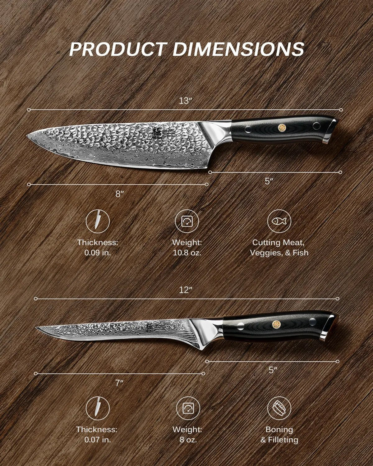 Chef + Boning Knife Set | Shogun Series Kyoku Knives