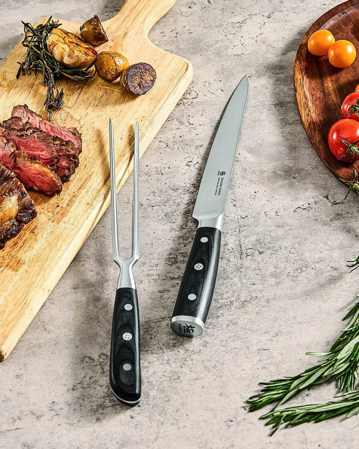 8" Carving Knife & Fork Set | Samurai Series Kyoku Knives